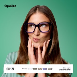 OPULIZE ERA Blue Light Glasses - Clear Lens - Anti-Reflective & Anti-Glare - 2 Pack - UV400 Protection - Oversized Frame - Computer & Screen Glasses - Men & Women