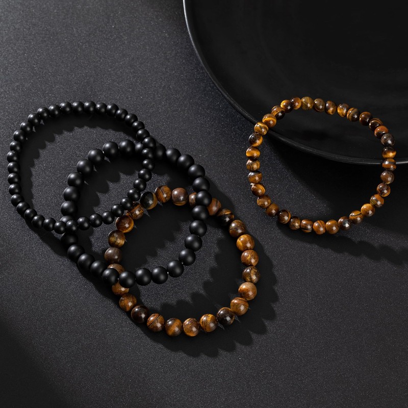 RANKEEF Mens Beaded Bracelets Lightweight 6mm/8mm Natural Stone Bracelet for