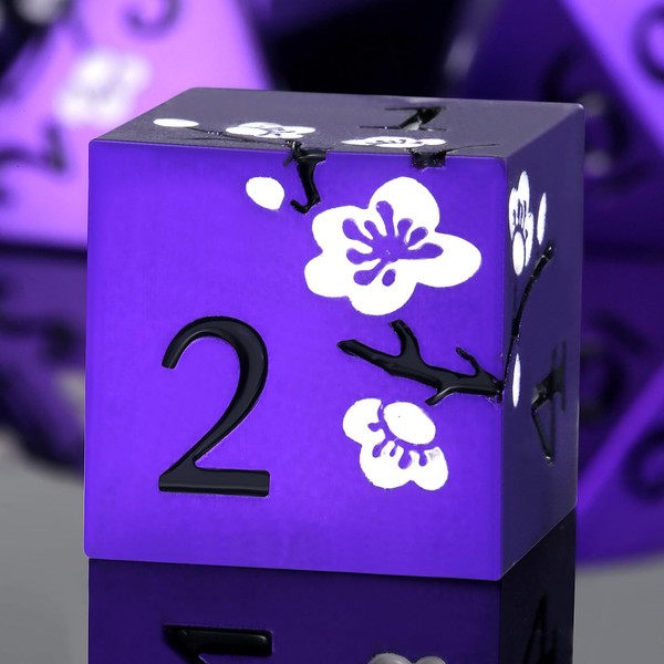 Matt Purple D&D Metal Dice, DNDND 7 PCS Heavy Metallic