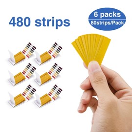 6 Packs PH 1-14 Test Indicator, PH Test Strips, Litmus Paper for Urine, Saliva, Water, Pool, Aquarium, Soil & Hydroponics(480 Strips)