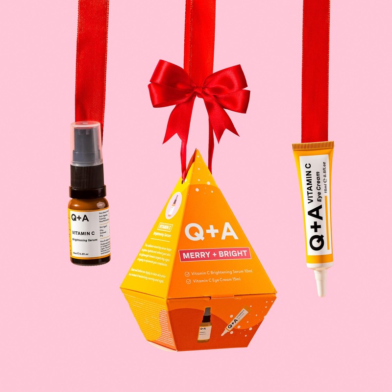 Q+A Merry + Bright Gift Set, Vitamin C Skincare Duo,