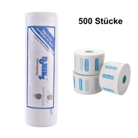 Ponik's Halskrepprollen Pro - 500 Blatt (5 Rollen Ã  100 Streifen) - Halsschutzkrause, Einweg Hals Papierrolle, Einwegkrepppapier fÃ¼r Salon, Haare Schneiden, Friseurbedarf, Krause fÃ¼r Friseure Weiss