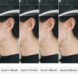 S925 Silver 30/35/40/50/60/70mm Lightweight Hoop Twist Earrings Gift for Women Girls Birthday Christmas Party Classical Hypoallergenic Earring Jewellery (Rhombus, 5cm)
