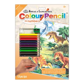 Royal Brush Color Pencil by Number Kit 8.75"X11.75"-Dinosaur Fun, Multicolor