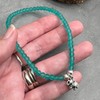 Sea Green Frosted Glass Bead Anklet with Silver Plated Elephant