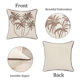 Tosleo Set of 2 Spring Summer Cushion Cover Brun Palm Tree Pillow Cover 18"x18" Outdoor Decor Home Embroidery Throw Pillow Case Decorate for Farmhouse Garden Livingroom Couch Patio Furniture Sofa