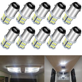 10-Pack 1142 1076 LED Bulb for RV Light Bulbs 1130 1176 1075 BA15D LED Bulbs #90 Yard Landscape Bulbs Replacement for 12 Volt Boat Trunk Trailer Camper Interior Lights Bulb White
