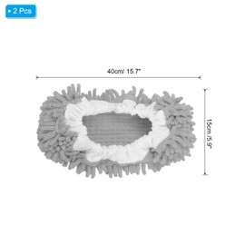sourcing map Mop Slippers Washable Microfiber Floor Cleaning Shoes Cover Chenille Duster Foot Socks Tools for House Clean, Grey 2 Pack