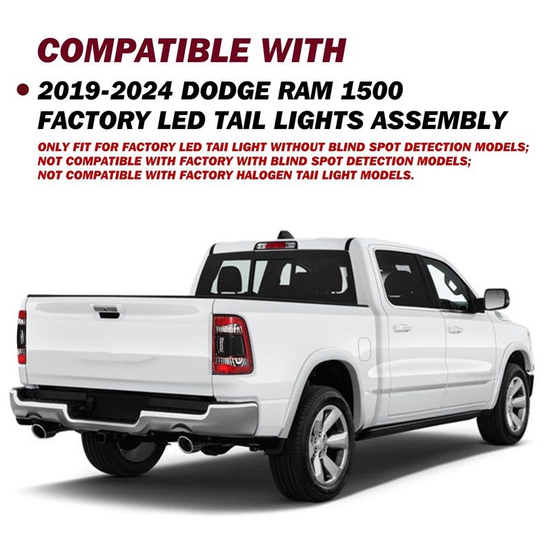 JSBOYAT LED Tail Light Assembly Compatible with 2019-2024 Dodge Ram