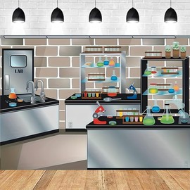 Science Lab Backdrop Chemistry Chemical Experiments Background for Kids Boys Mad Science Birthday Party Decoration School Banner Classroom Poster Photo Booth Props (5X3FT)