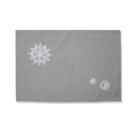 Pillow Perfect Christmas Snowflakes Placemat Set, 13" x 18", Grey, 2 Pack