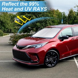Sunshade for Toyota Sienna 2021-2024 2025 L LE SE XLE Limited Van Minivan Car Accessories Front Window 210T Reflective Shield Cover for Windshield Sun Visor