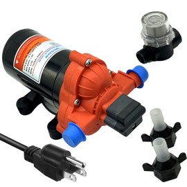 33-SERIES 115V Water Diaphragm Pump, Industrial Water Pressure Pump, 50 PSI On Demand Self Priming Pump with US Plug for Kitchen Bathroom RV Caravan Marine Yacht