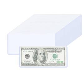 ABuff 60 Pack Hard Plastic Currency Sleeves, Clear PVC Money Holder Dollar Bill Sleeves Waterproof Banknotes Top-Insert Holders for Regular Bills Protector Storage Cases Collectors, 6.8 x 2.9 Inch