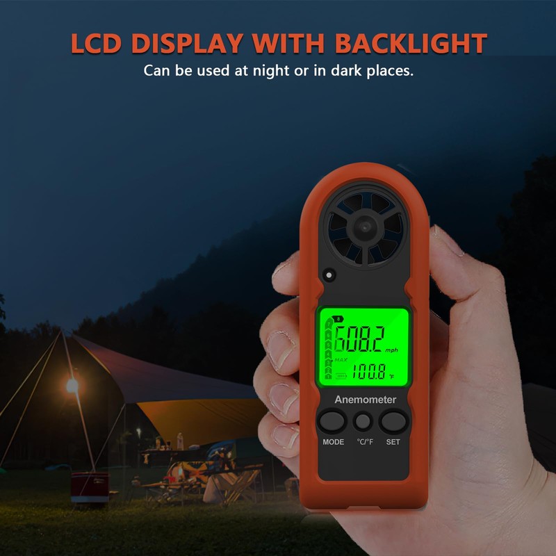 Handheld Anemometer, Mini Digital Wind Speed Meter Gauge for Air