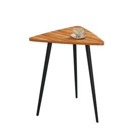 SAYGOER Small End Table Mid Century Triangle Side Table Unique Night Stand Rustic Farmhouse Bedside Table Retro Accent Sofa Table for Living Room Bedroom Easy Assembly,Walnut Oak