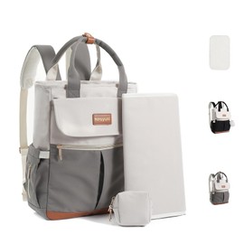 Diaper Bag Backpack,Waterproof Baby Tote Bag,Multifunctional Travel Diaper Backpack with Changing Pad & Pacifier Case (Grey)
