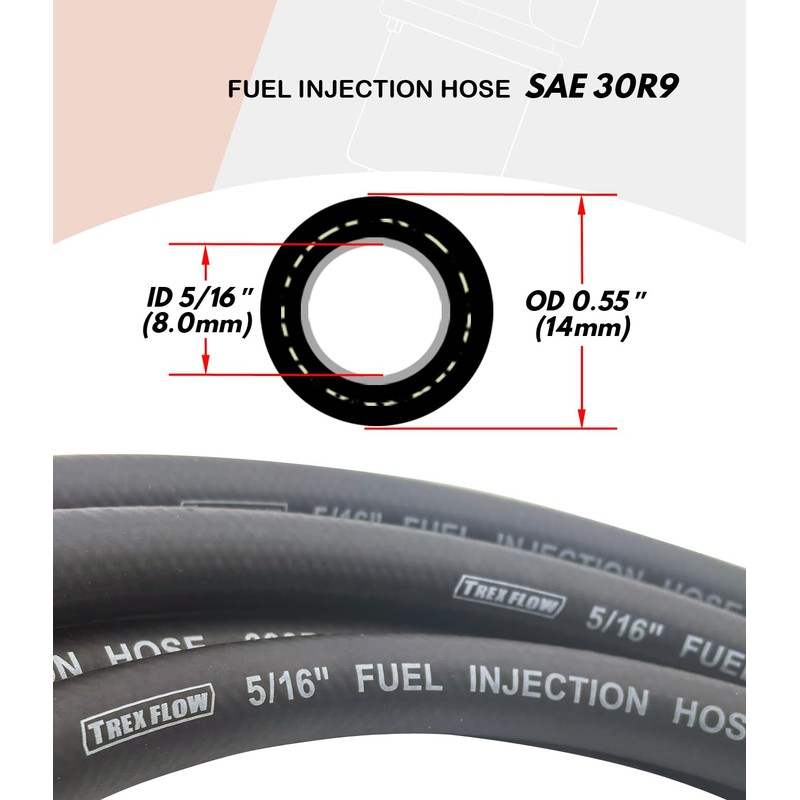 SAE 30R9 Fuel Hose Line 5/16 Fuel injection hose 5FT