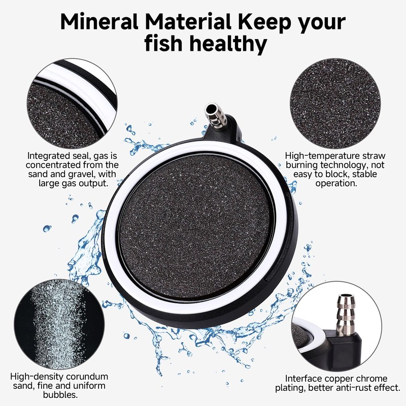 hygger Air Stone for Aquarium: Quiet High Dissolved Oxygen Diffuser