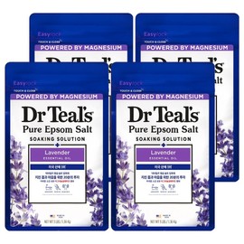 Dr. Teal's Pure Epsom Salt Soaking Solution Bath Salt Lavender Essential Oil, 1.36kg, 4 Pieces / 닥터틸즈 퓨어 엡섬 솔트 소킹 솔루션 입욕제 라벤더 에센셜 오일, 1.36kg, 4개