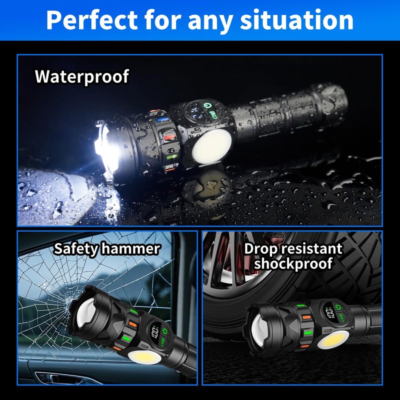Rechargeable Flashlights High Lumens 5000 Long Distance, Super Bright LED