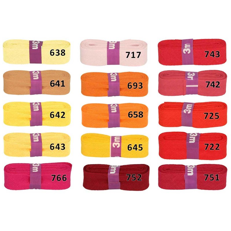 Bias Binding Tape, 3 m x 20 mm, Cotton Folded,