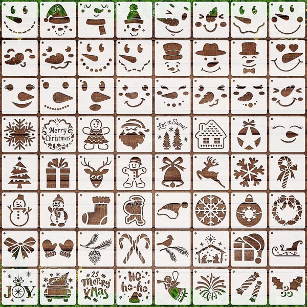 OOTSR Pack of 64 Small Christmas Stencils for Crafts, 7.62