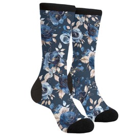 Yaateeh Watercolor Blue Roses Flowers Socks Gifts Funny Novelty Socks For Men Women