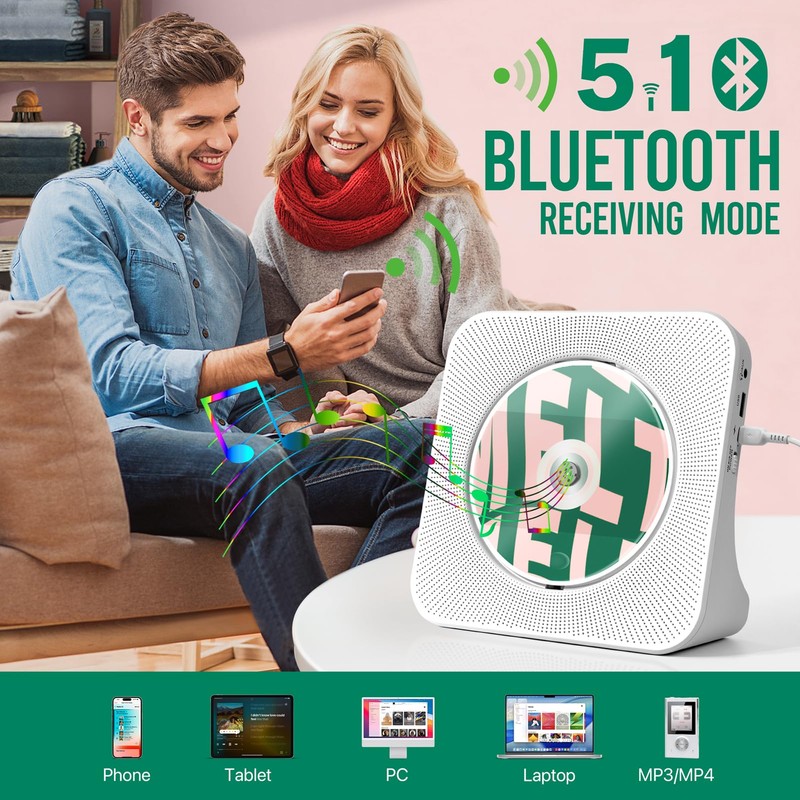 Portable CD Player for Home, ROADOM CD Players with Speakers,