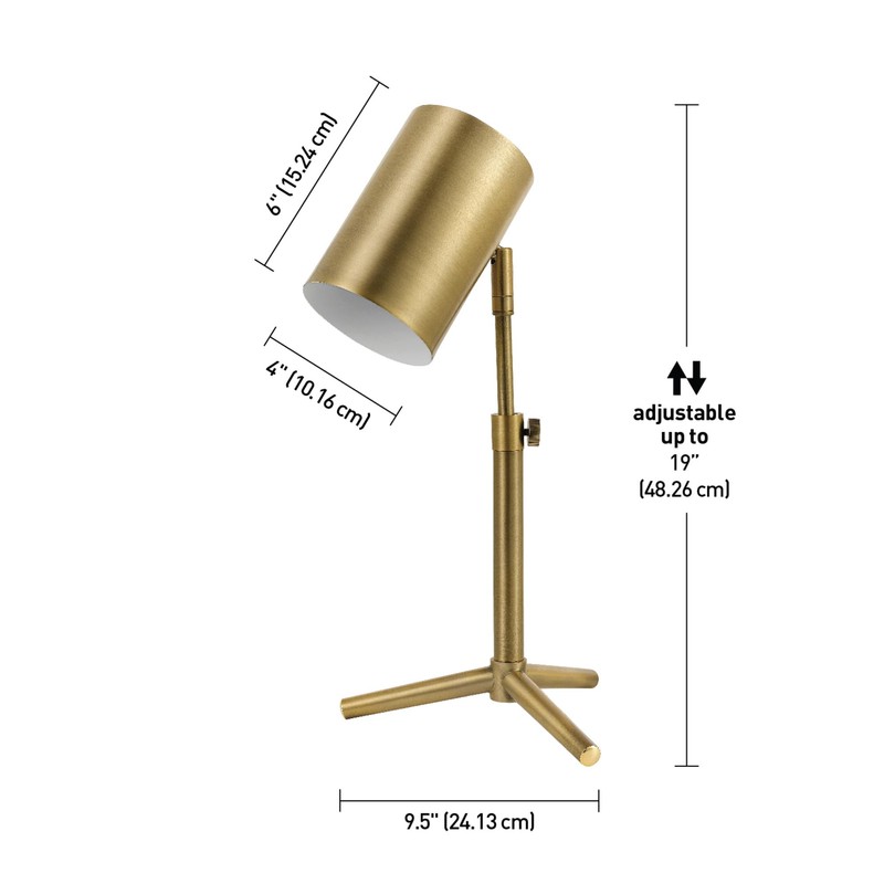 Globe Electric 52097 Pratt 18" Desk Lamp, Matte Brass Finish,