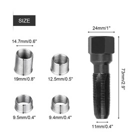 Qiilu Spark Plug Tool, Carbon Steel Spark Plug Re-thread Tools with 4 Spark Plug Inserts for 14mm Sparking Plugs Repair