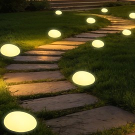 Yesinaly Solar Powered Outdoor Lights - Waterproof Garden Path Lighting, Pebble Shape Landscape Lights for Yard, Lawn, Patio, Walkway, Warm Light(1 pc)