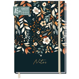 paper&you® Notebook A5+ Squared with Elastic Band [Pretty Flowers] 156 Pages, 78 Sheets, Bullet Journal, Diary, Notebook, Sustainable and Climate Friendly