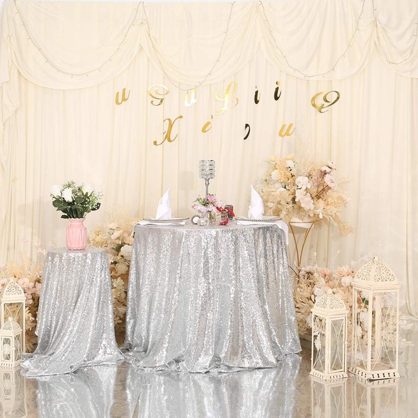 Eternal Beauty 122cm (48 inch) Round Sequin Tablecloth Wedding Party