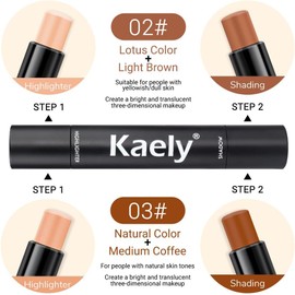 Kaely- Barra de contorno iluminadora de 4 colores, kit de paleta de contorno en crema para principiantes, barras de contorno bronceador,
