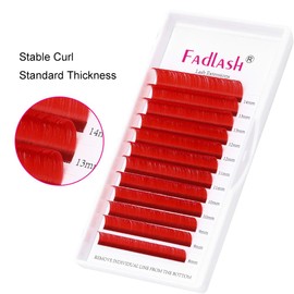 Volume Lash Extensions 0.07 D Curl Mix 8-14mm Easy Fan Volume Lashes Red Colored Blooming Volume Eyelash Extension Supplies (Red 0.07-D, 8-14mm)