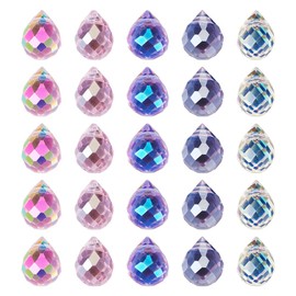 Cheriswelry 50Pcs Faceted Teardrop Glass Beads Electroplated Glass Beads Mixed Color Top Drilled Bead for Jewelry Making DIY Crafts