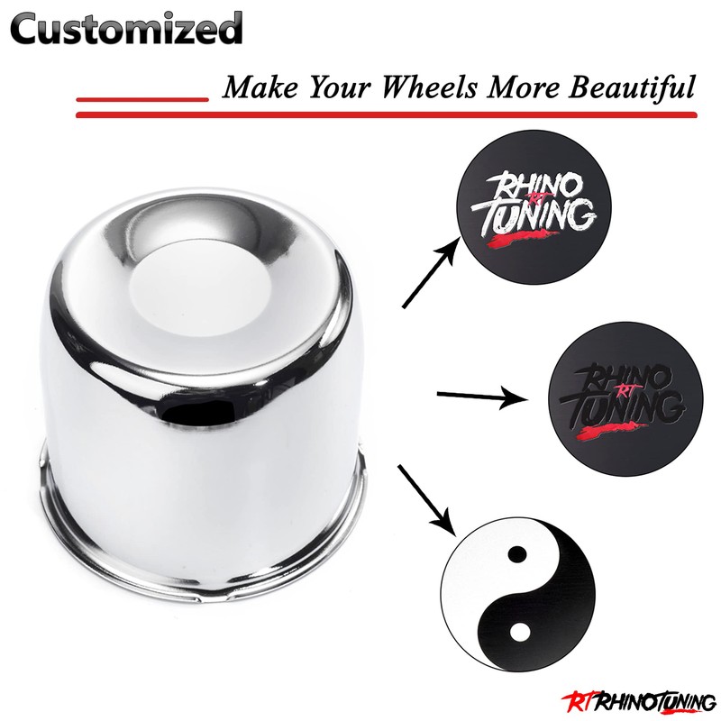 RTRHINOTUNING 4Pcs 4.25inch Push Through Wheel Center Caps for Truck