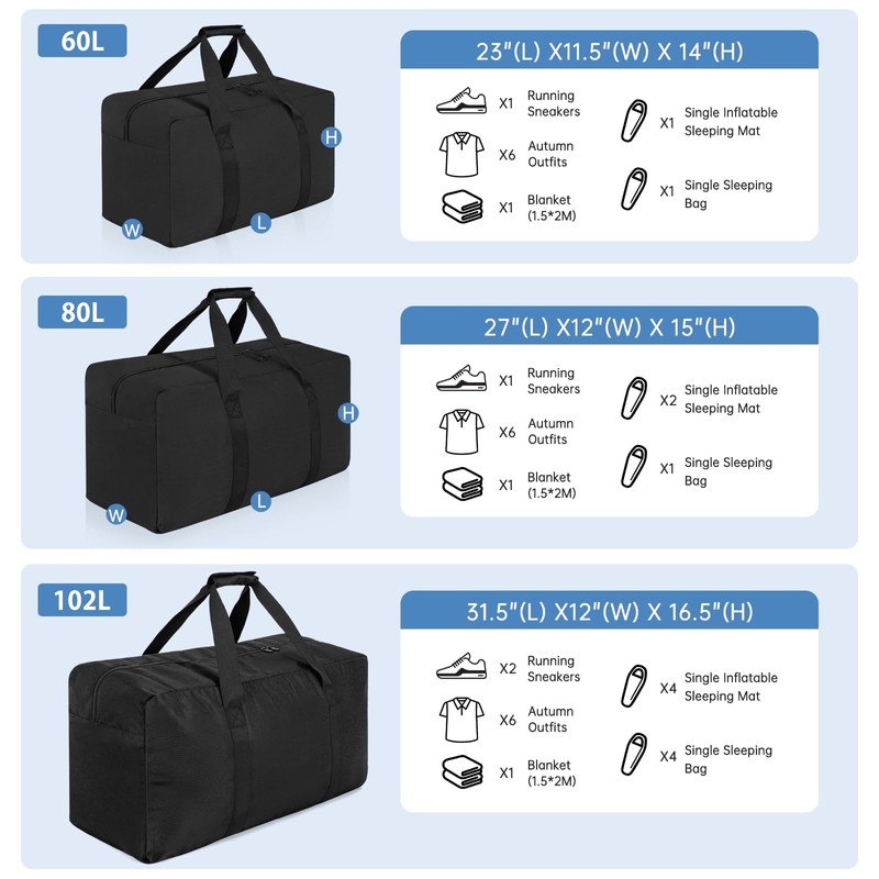 Extra Large Duffle Bag for Travel, 120L Duffel Gear Bag