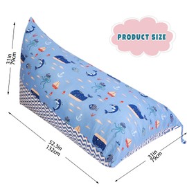 Kids Bean Bag Cover Only, Stuffed Animal Bean Bag Storage, Large Bean Bag Chair for Teens, 132cm * 79cm Beanbag Chair Cover Without Filling, Inflatable Soft Toy Storage, Blue Marine Life