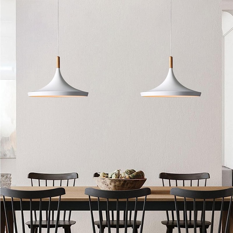 jengush Battery Operated Pendant Light with Remote Control,White Ceiling Pendant