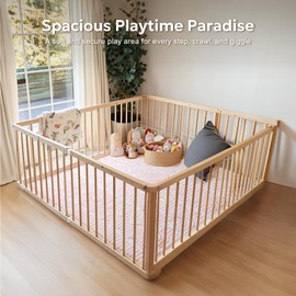 Soft Thicker Baby Mat for Floor 50"x50", Non-Slip Baby Play Mat, Easy to Clean 50x50 Playpen Mat, Portable Playmat, Crawling Mat for Infants, Babies, Toddlers, Activity Mat, Rainbow, Pink