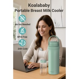 Koalababy Portable Breast Milk Cooler 22oz – 24-Hour Cooling, with 2 Bottles for Breastmilk Storage, Insulated Chiller for Work & Travel, Larger Capacity for Breastfeeding Moms