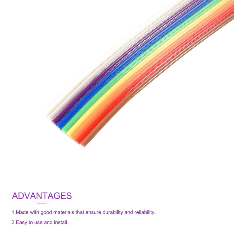 DMiotech 1 Pack 9P IDC Wire Flat Rainbow Ribbon Cable