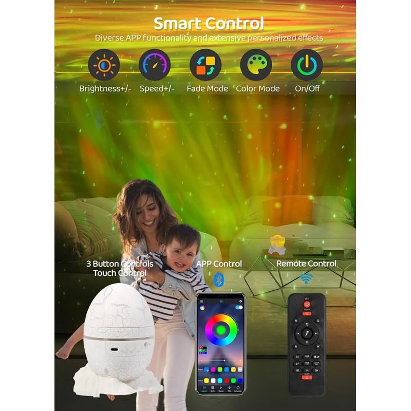 Gaoxun Starry Sky Projector, RGBW Dinosaur Egg Galaxy Starlight Night
