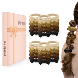 Mirlern 30-Piece Soft Hair Bows for Women and Girls，Elastic Small Hair Ties No Damage Ponytail Holder，No Snag Pain-free Rubber Bands for All Hair Types(Coffee Theme)