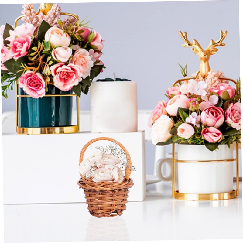 STOBAZA Tiny Baskets Set 5pcs Mini Woven Straw Baskets Home