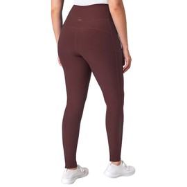 Mondetta Women's Moisture Wicking High Waist Active Legging Pant with Pockets and Mesh Detail (US, Alpha, Large, Regular, Regular, Red)