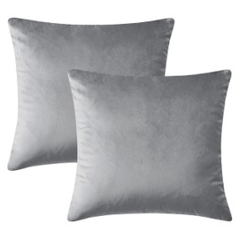 Hafaa Cushion Covers 45 x 45 cm - Decorative Throw Pillow Covers - Set of 2 Square Velvet Pillowcases Silver Cushion Cover for Sofa Bedroom Couch, 18x18 Inches