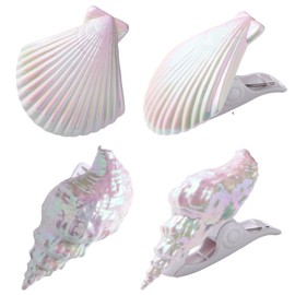 CaLoogn Shells Beach Towel Clips for Pool Chairs, Lounge Chairs, Drying Racks Decorative Windproof Towel Clips 4 Pieces (Electroplating)